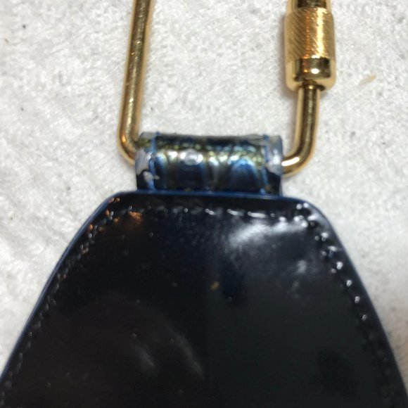Christian Dior Croc Embossed Keychain / Key Ring - Navy Blue & Iridescent Colors - Picture 9 of 13
